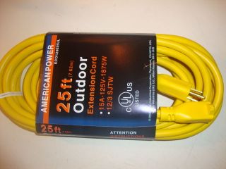 UL listed Extension Power Cord 12/3 25 ft USA