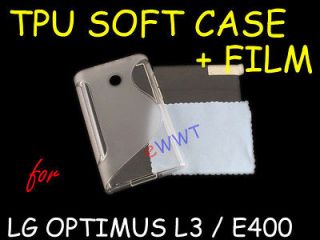 Clear Hybrid TPU x Silicone Soft Cover Case +Film for LG E400 Optimus