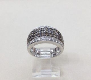White/Chocolate Diamond Ring/Band 14K White Gold 1.50ct Retail $4200