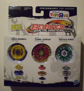 BEYBLADE Metal Masters CYBER AQUARIO,FLAME SERPENT,TWISTE D TEMPO