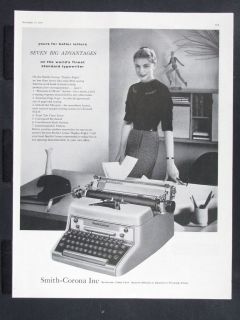 1956 SMITH   CORONA Standard EIGHTY EIGHT Typewriter magazine Ad
