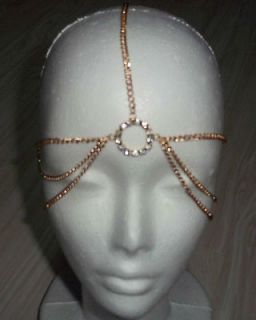 STRAND GOLDNESS GOLD BOHOMIAN HEAD CHAIN CRYSTAL CENTER HEAD PIECE