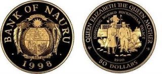 Stunning Nauru Island 50 dollars 1998 coin GOLD PROOF