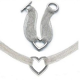 Solid sterling silver fashion tassel toggle heart necklace bracelet