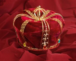 Rhinestones Topazes Gems Crystals Gold Plated Mens Velvet Crown