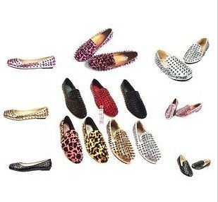Womens Glitter Ladies Spike Studded Rivets Cover Punk Flats Gothic