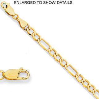 14k Real Yellow Gold 6.5mm Figaro Lite Chain Necklace 24