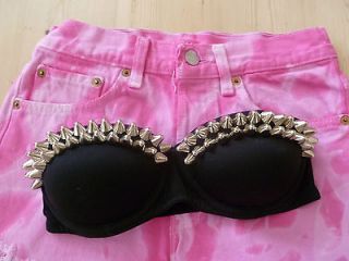 Strapless bra STUDDED with 1/2 silver cones Amazing statement Piece