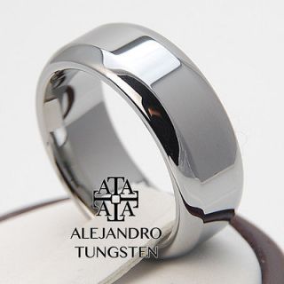 Tungsten Carbide Ring Elegant 8MM Men Polished Domed Ends Ring Band