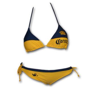 Corona Extra Navy Blue Embroidered Yellow Bikini Swimsuit