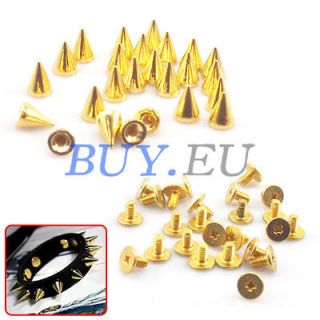Metal Cone Spikes Studs Punk Clothes Leather Craft Bag Shoes DIY Gold