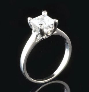 sz 6 14K WHITE GOLD P 1CT PRINCESS CUT RUSSIAN SIMULATED DIAMOND RING