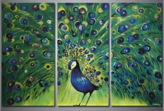 Newly listed Of modern abstract oil painting PeacockCanva s(no