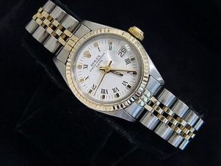Ladies Two Tone 14k Gold/Stainless Steel Rolex Date Watch
