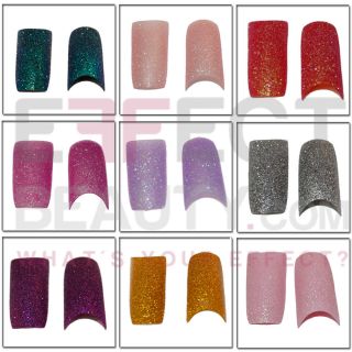 100 Glitter French Acrylic Nail Tips & Storage Box  9 Stunning Colours