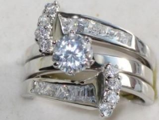 Unusual WEDDING Band Engagement Ring SET Elegant size J   R 5   9