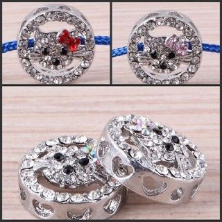 Lovely Hello Kitty Crystal Rhinestone Connector Fit Charms Bracelet