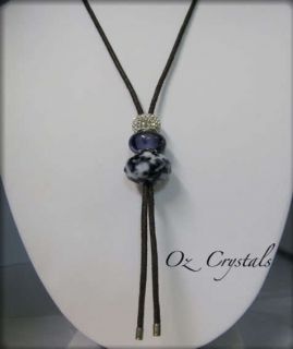 Lariet Necklace, Swarovski Crystal & Murano Glass Bead Charms