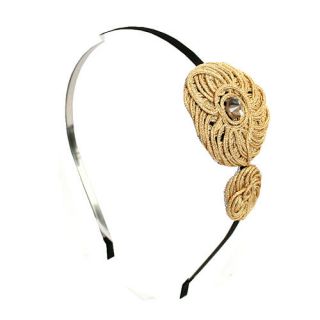 ORIENTAL TWO CIRCLE STRINGS TWISTED HAIR HEADBAND GOLD