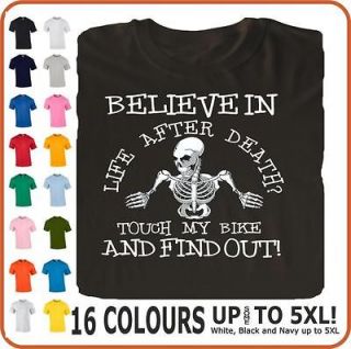 New Funny Humorous Touch My Bike   Death Biker Motorcycle Premium t