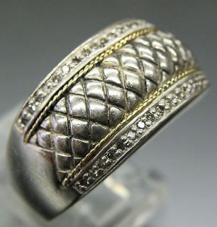 BALISSMA STERLING SILVER & 18K GOLD DIAMOND ACCENTS 0.4 CT TW RING