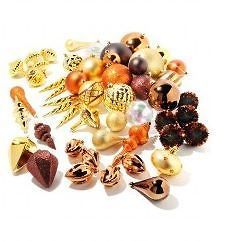 Cowie Christmas 50 piece Holiday Ornament Set & Storage Box Gold Tone