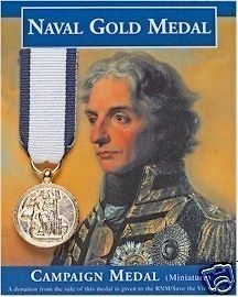 Naval Gold Medal Admiral Nelson Trafalgar Napoleonic Miniature Repro