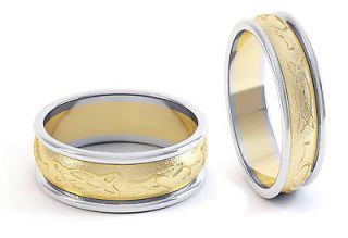 Pair 14k Gold Irish Handcrafted Irish Celtic Claddagh Wedding Rings