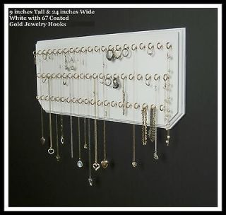 9x24 White 67 Gold, Necklace Holder, Jewelry Organizer Hanging Wall