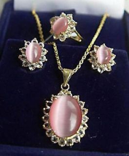 Beautiful women s opal ring necklace earrings set