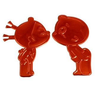 Pair Red Soft Plastic Boy Girl 3D Sticker Decoration for Car