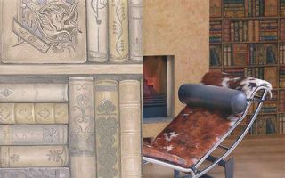 Galerie Illusions Feature Wallpaper Bookcase Effect Browns LL29569