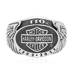 Harley Davidso n Mens Silver 110th Collection Limited Edition Ring