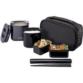 Japanese Lunch Box Set Tiger Lunch thermos BLACK LWW 075K Brand New