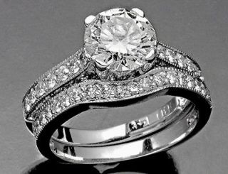 26 tcw Certified Round Cut Diamond Wedding Engagement Ring Vintage