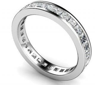 Princess Diamond Channel Set Full Eternity Ring,9k White Gold