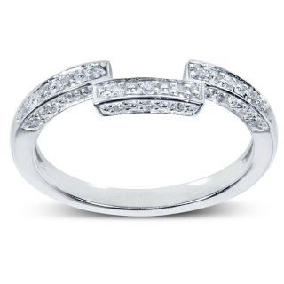 14k White Gold 1/6ct TDW Diamond Curved Wedding Band