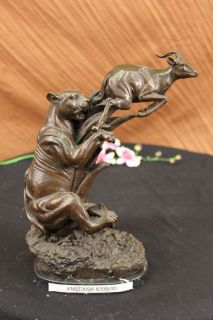Signed Villanis Life and death Wild Life Bronze Statue Sculpture Art
