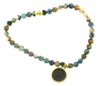 WOW 18k Gold, Jade & Roman Coin Necklace
