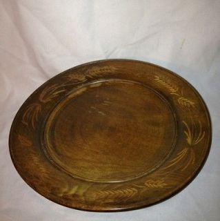 Vintage Carved Wooden Wind Up Musical Cake Plate Dish