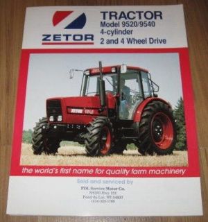 Zetor Model 9520 9540 2WD 4WD Tractor Showroom Specifications Sales
