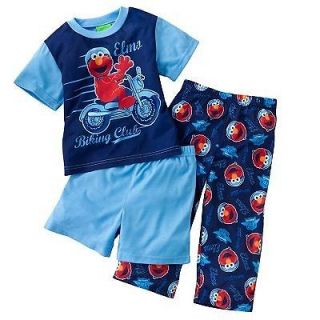 Sesame Street Elmo Biking Club Pajamas Shirt Shorts Pants 3pc 2T 3T 4T