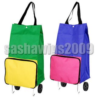Foldable grocery shopping bag with wheels cart trolley