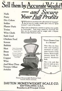 1922 AD Dayton Moneyweight Scale Company Hardware Store