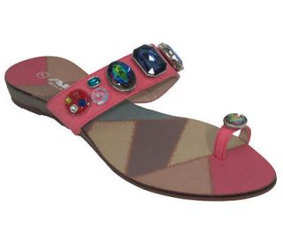 New Pink multicolors beads stone jeweled Thong Filp flop womens Sandal