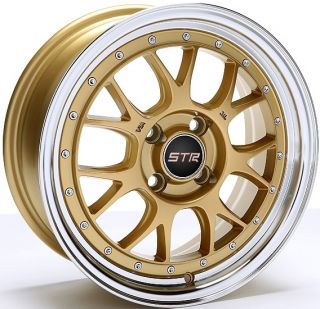 Str Racing 502 Wheels 15x8 4x100 Rims Et 10mm Gold
