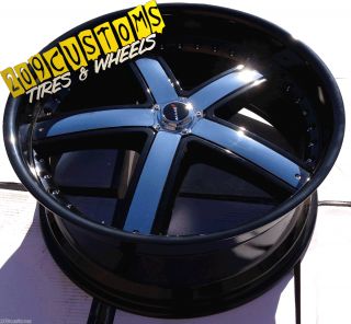 22 inch Wheels Rims Tires Black Maas 28 5x115 Dodge Charger 2009 2010