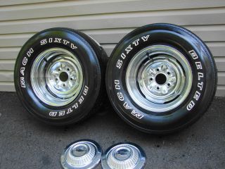 Vintage 14 x 8 Chrome Reverse Wheels w L60 14 Tires 4 3 4 Bolt Pattern