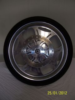 Aftermarket Harley 21 inch Polished Maltese Cross Wheel with Tire