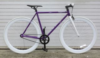 Fix Cycles Foxtrot Fixed Gear Bike 50cm DEEP PURPLE FRAME white wheels